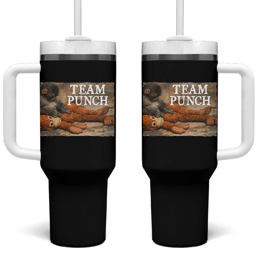 Team Punch Baby Monkey Plush Hugging Meme Tumbler With Handle