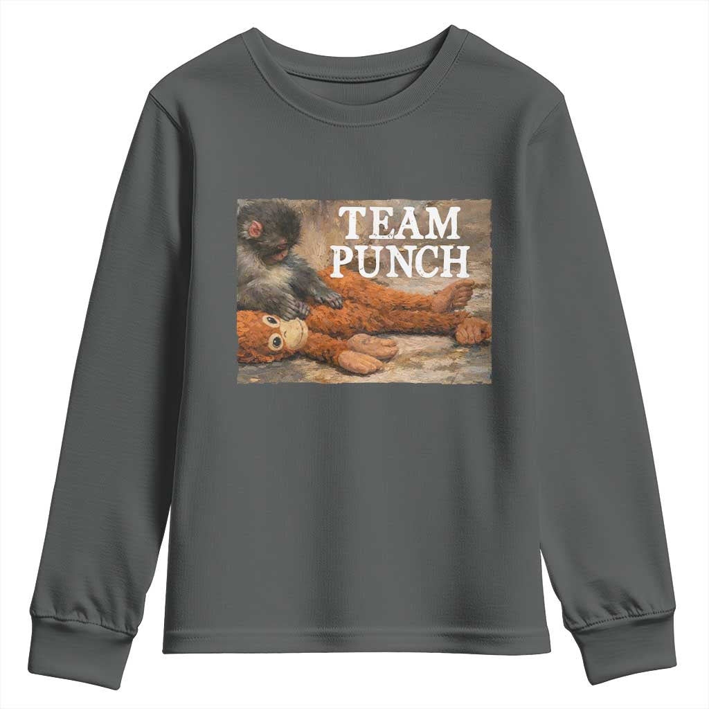 Team Punch Baby Monkey Plush Hugging Meme Youth Sweatshirt