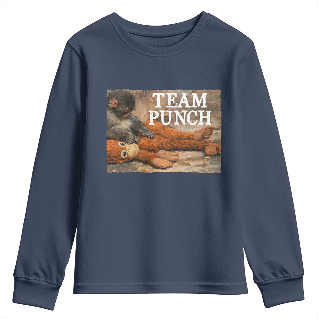 Team Punch Baby Monkey Plush Hugging Meme Youth Sweatshirt