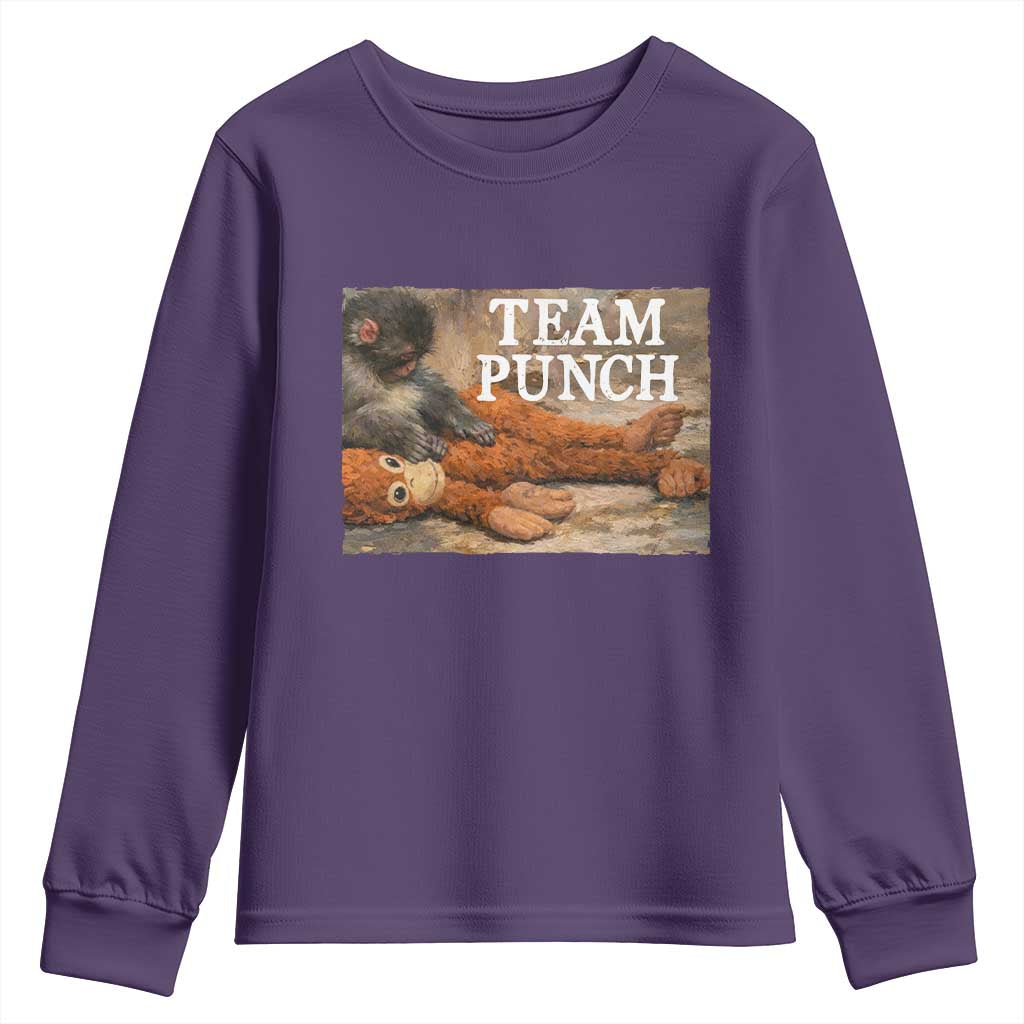 Team Punch Baby Monkey Plush Hugging Meme Youth Sweatshirt