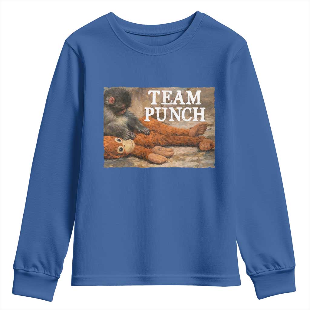 Team Punch Baby Monkey Plush Hugging Meme Youth Sweatshirt