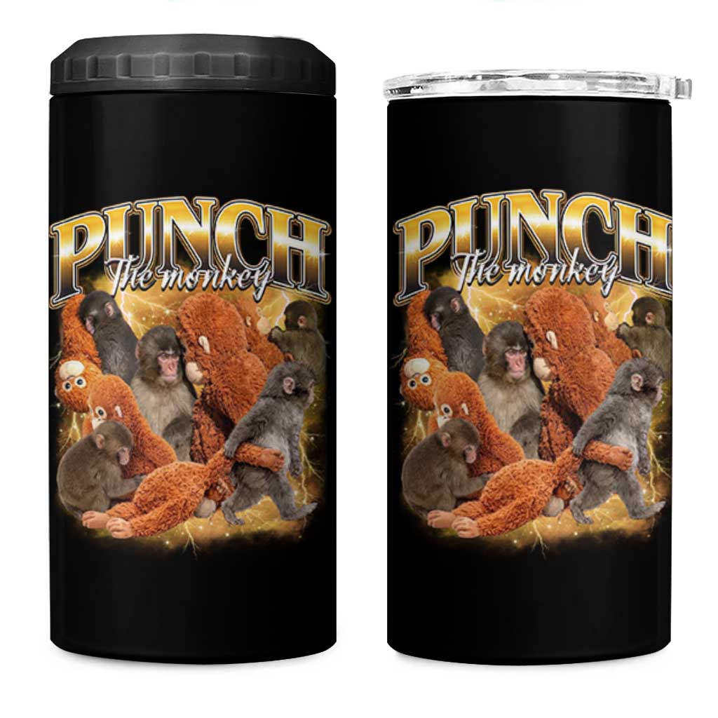 Punch The Monkey 4 in 1 Can Cooler Tumbler Baby Monkey Punch Plush Hugging 90s Bootleg
