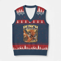 Punch The Monkey V-Neck Knit Sweater Vest Baby Monkey Punch Plush Hugging 90s Bootleg