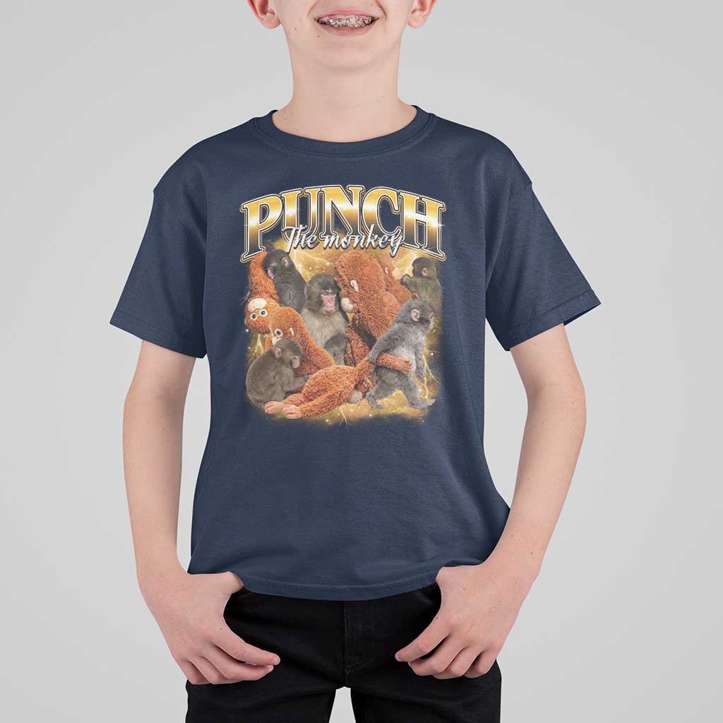 Punch The Monkey T Shirt For Kid Baby Monkey Punch Plush Hugging 90s Bootleg