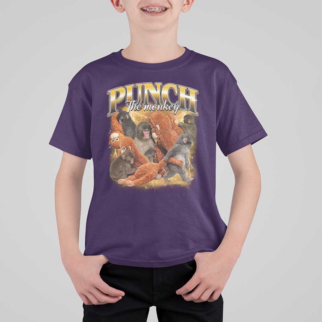 Punch The Monkey T Shirt For Kid Baby Monkey Punch Plush Hugging 90s Bootleg