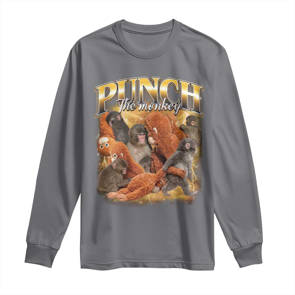Punch The Monkey Long Sleeve Shirt Baby Monkey Punch Plush Hugging 90s Bootleg