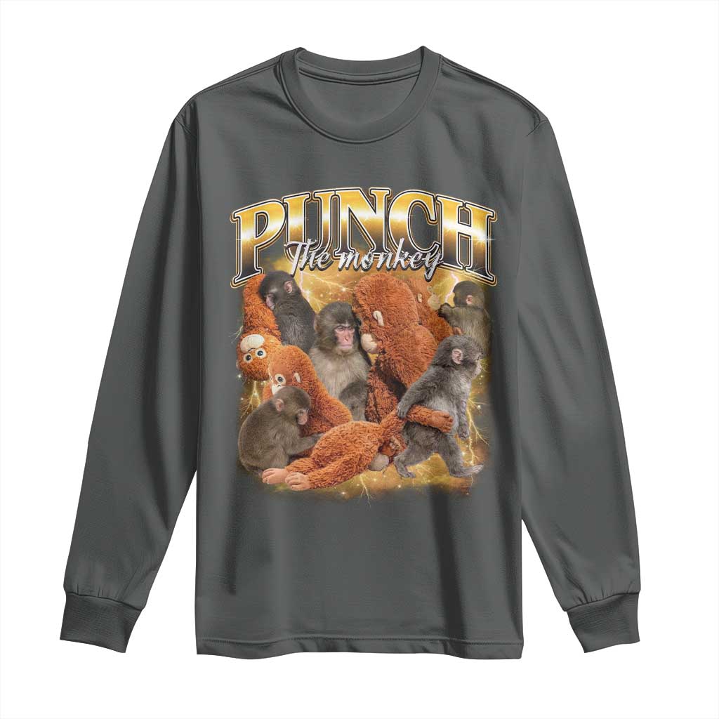 Punch The Monkey Long Sleeve Shirt Baby Monkey Punch Plush Hugging 90s Bootleg