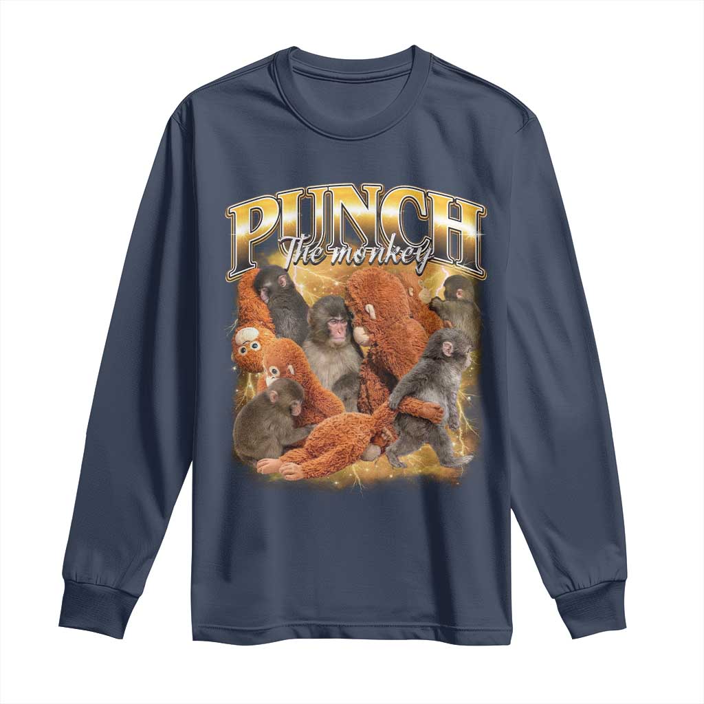 Punch The Monkey Long Sleeve Shirt Baby Monkey Punch Plush Hugging 90s Bootleg