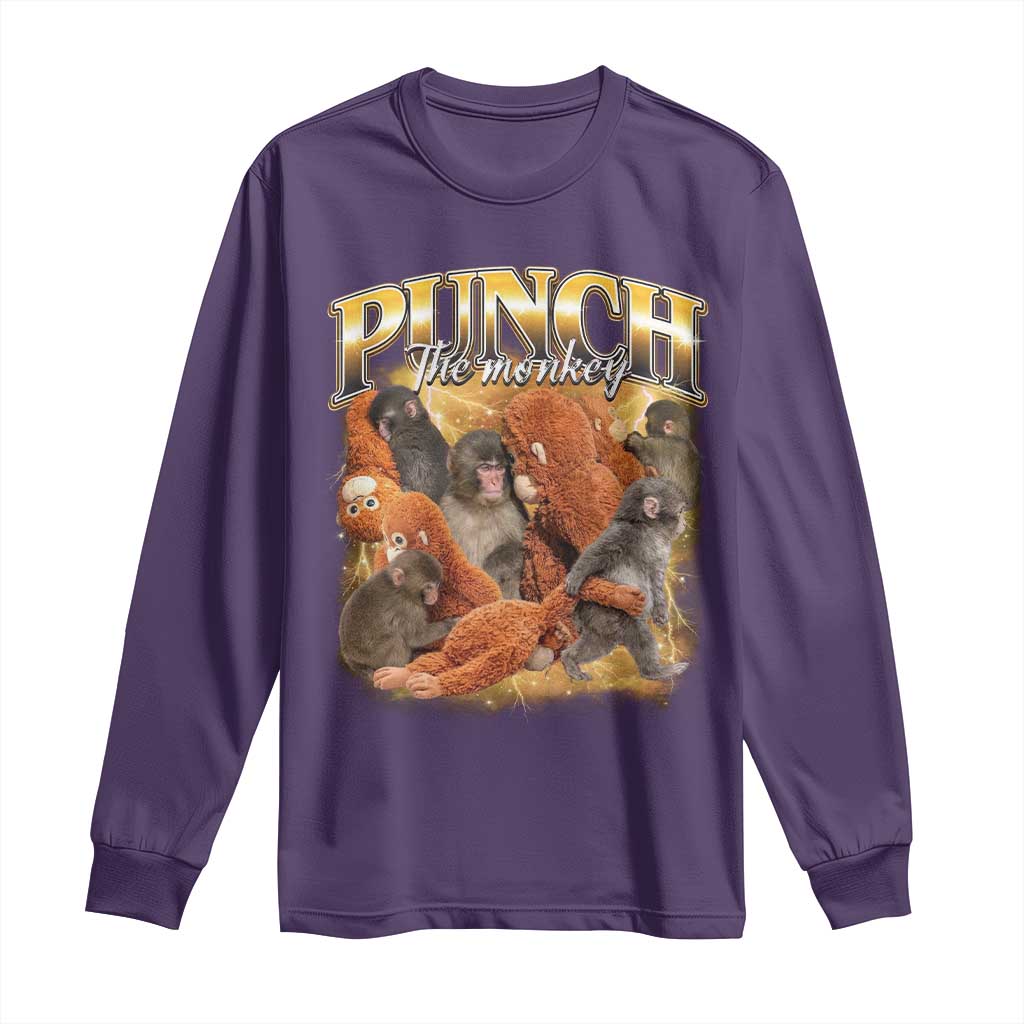 Punch The Monkey Long Sleeve Shirt Baby Monkey Punch Plush Hugging 90s Bootleg