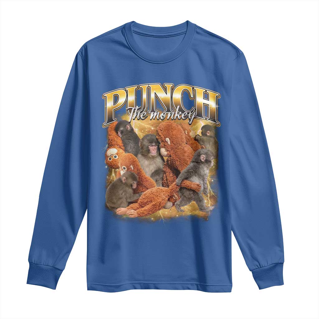 Punch The Monkey Long Sleeve Shirt Baby Monkey Punch Plush Hugging 90s Bootleg