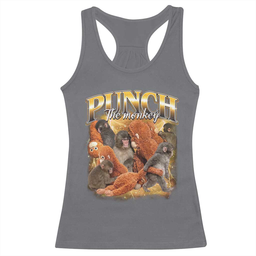 Punch The Monkey Racerback Tank Top Baby Monkey Punch Plush Hugging 90s Bootleg