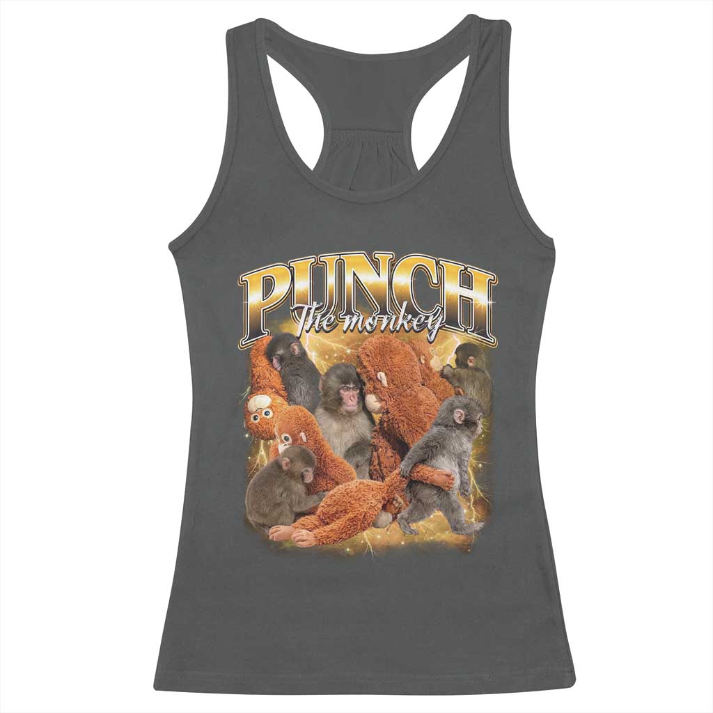 Punch The Monkey Racerback Tank Top Baby Monkey Punch Plush Hugging 90s Bootleg