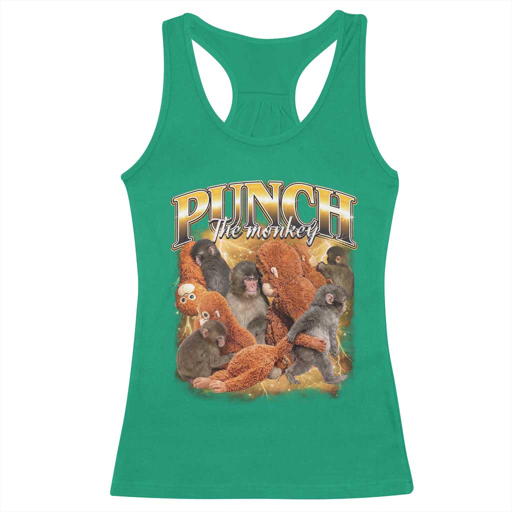 Punch The Monkey Racerback Tank Top Baby Monkey Punch Plush Hugging 90s Bootleg