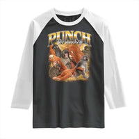 Punch The Monkey Raglan Shirt Baby Monkey Punch Plush Hugging 90s Bootleg