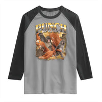 Punch The Monkey Raglan Shirt Baby Monkey Punch Plush Hugging 90s Bootleg