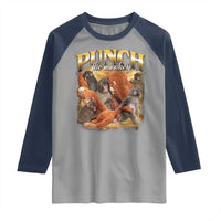 Punch The Monkey Raglan Shirt Baby Monkey Punch Plush Hugging 90s Bootleg