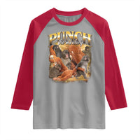 Punch The Monkey Raglan Shirt Baby Monkey Punch Plush Hugging 90s Bootleg