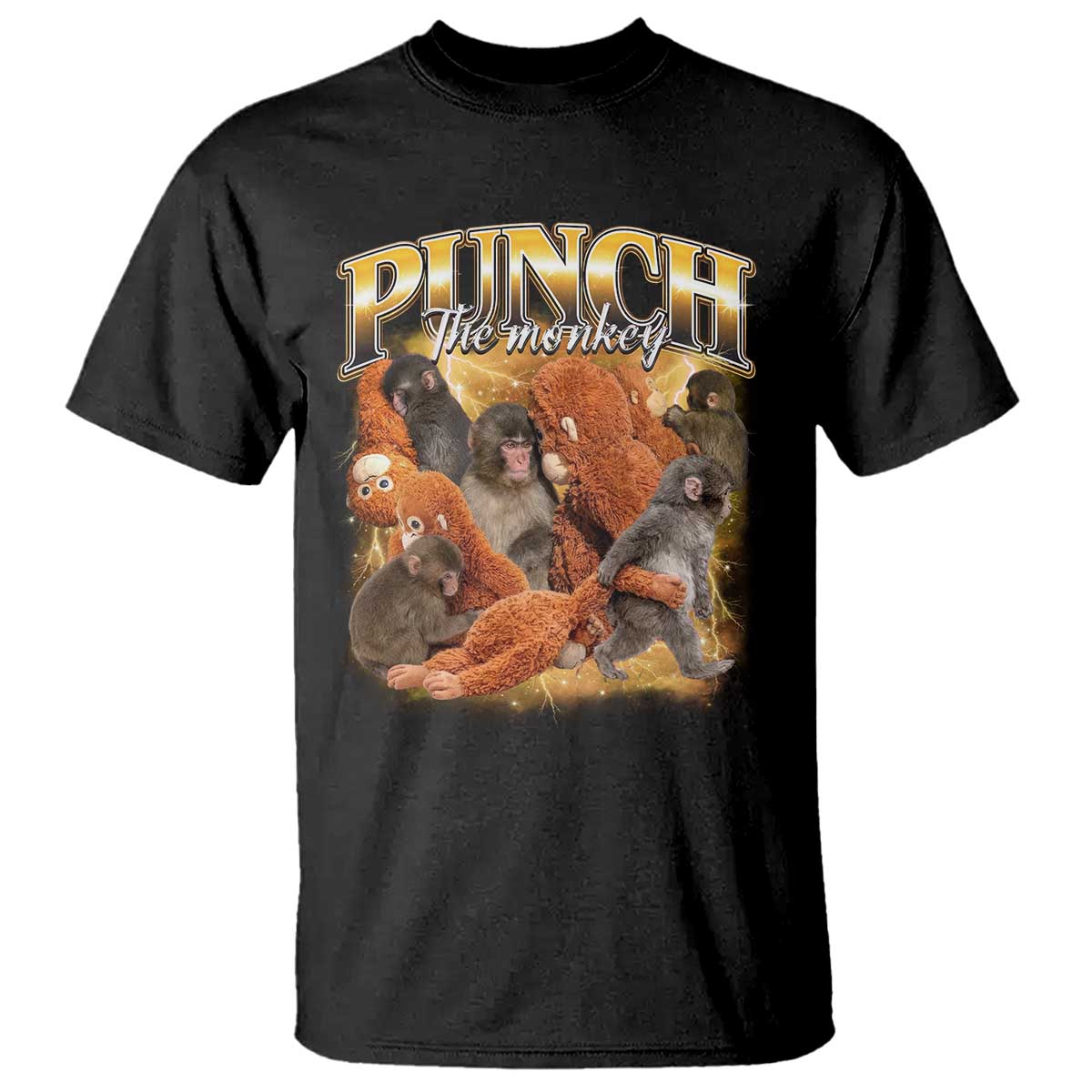 Punch The Monkey T Shirt Baby Monkey Punch Plush Hugging 90s Bootleg