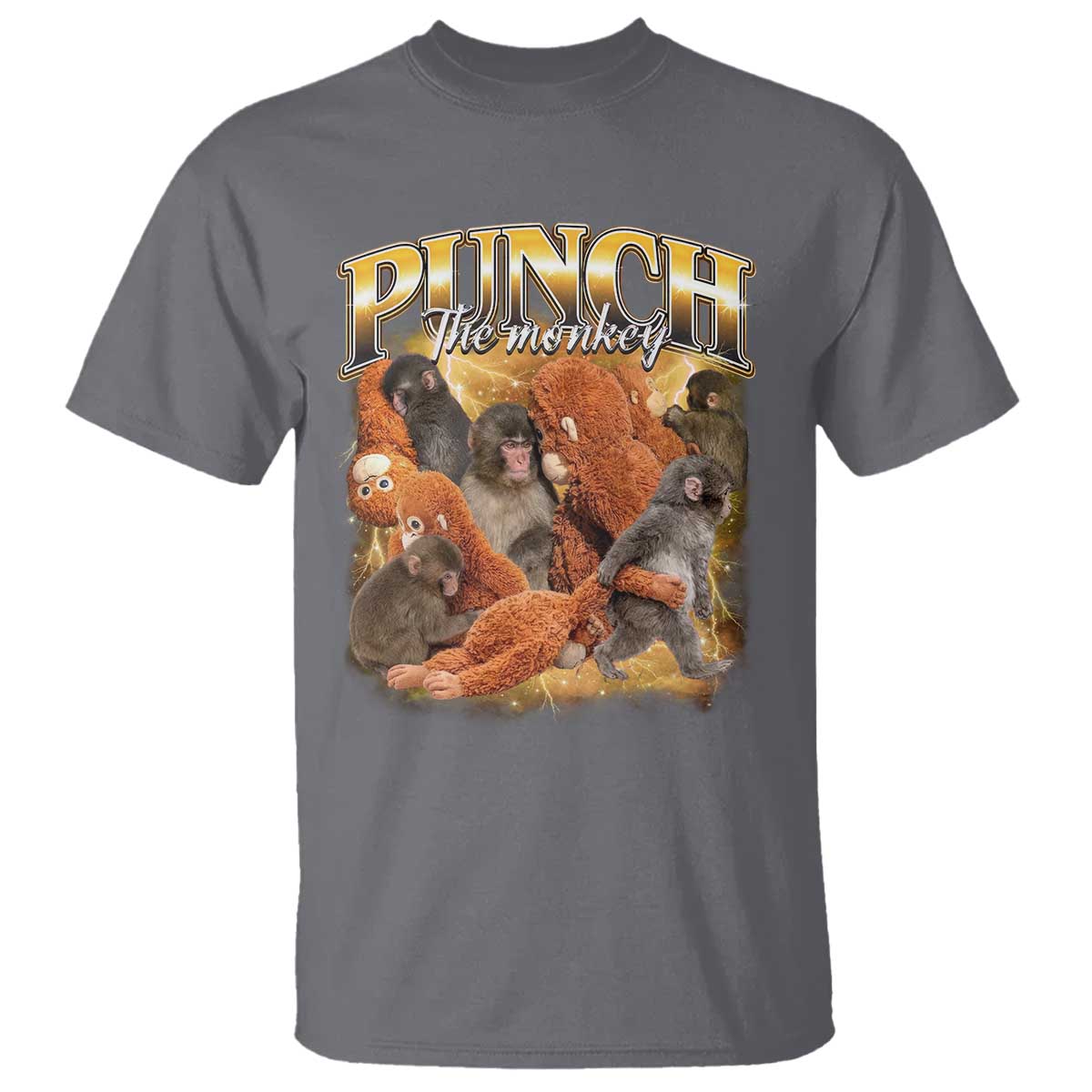 Punch The Monkey T Shirt Baby Monkey Punch Plush Hugging 90s Bootleg