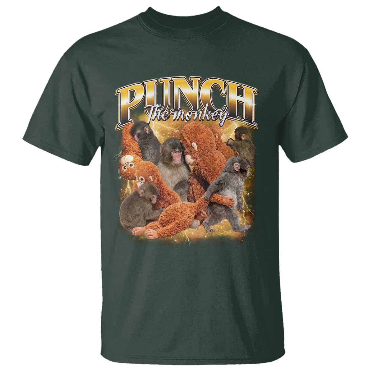 Punch The Monkey T Shirt Baby Monkey Punch Plush Hugging 90s Bootleg