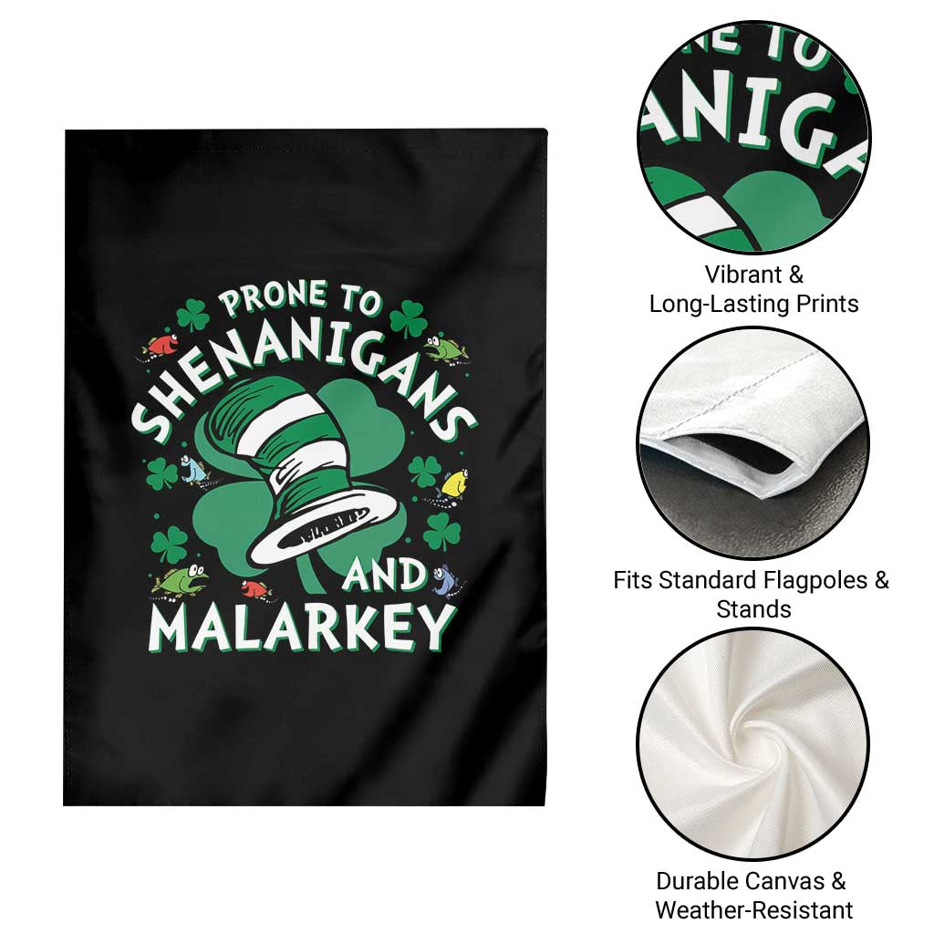 Funny Prone To Shenanigans And Malarkey Garden Flag St Patricks Day Reading Hat