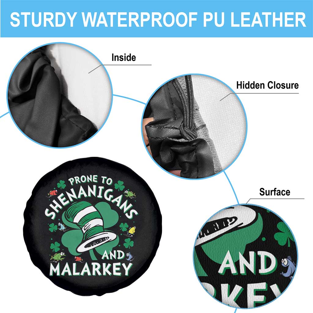 Funny Prone To Shenanigans And Malarkey Spare Tire Cover St Patricks Day Reading Hat