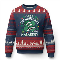 Funny Prone To Shenanigans And Malarkey Ugly Christmas Sweater St Patricks Day Reading Hat