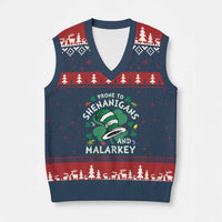 Funny Prone To Shenanigans And Malarkey V-Neck Knit Sweater Vest St Patricks Day Reading Hat