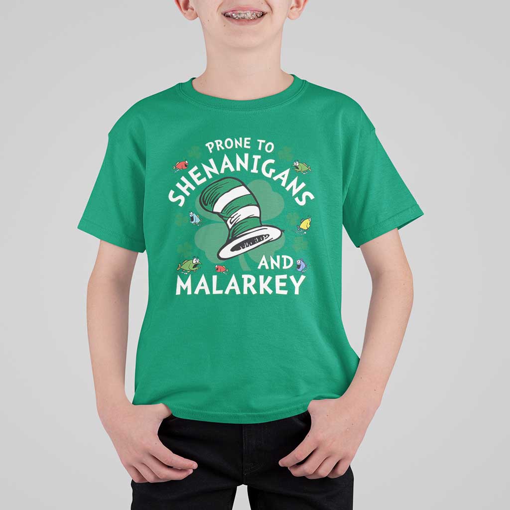 Funny Prone To Shenanigans And Malarkey T Shirt For Kid St Patricks Day Reading Hat