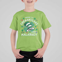 Funny Prone To Shenanigans And Malarkey T Shirt For Kid St Patricks Day Reading Hat