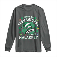 Funny Prone To Shenanigans And Malarkey Long Sleeve Shirt St Patricks Day Reading Hat
