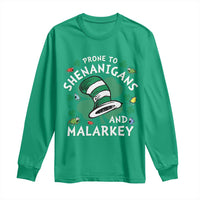 Funny Prone To Shenanigans And Malarkey Long Sleeve Shirt St Patricks Day Reading Hat