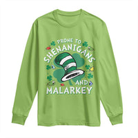 Funny Prone To Shenanigans And Malarkey Long Sleeve Shirt St Patricks Day Reading Hat
