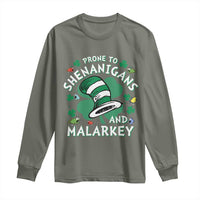 Funny Prone To Shenanigans And Malarkey Long Sleeve Shirt St Patricks Day Reading Hat