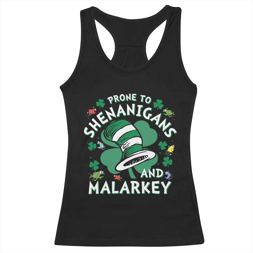 Funny Prone To Shenanigans And Malarkey Racerback Tank Top St Patricks Day Reading Hat