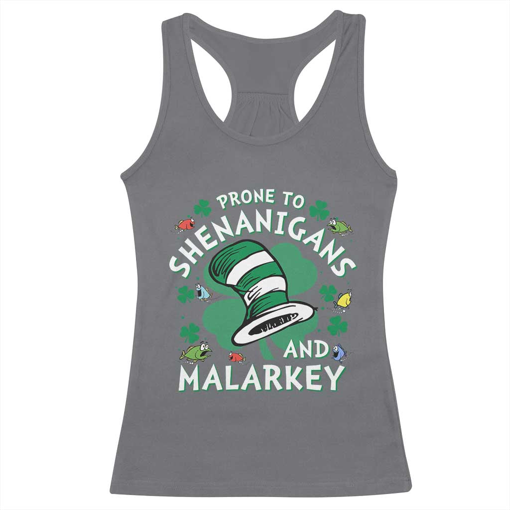 Funny Prone To Shenanigans And Malarkey Racerback Tank Top St Patricks Day Reading Hat