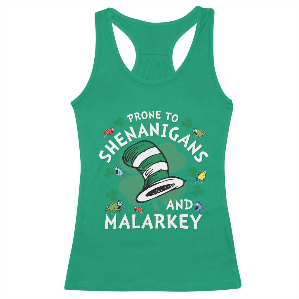 Funny Prone To Shenanigans And Malarkey Racerback Tank Top St Patricks Day Reading Hat