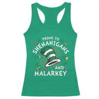 Funny Prone To Shenanigans And Malarkey Racerback Tank Top St Patricks Day Reading Hat