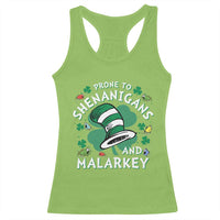 Funny Prone To Shenanigans And Malarkey Racerback Tank Top St Patricks Day Reading Hat