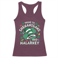 Funny Prone To Shenanigans And Malarkey Racerback Tank Top St Patricks Day Reading Hat