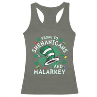 Funny Prone To Shenanigans And Malarkey Racerback Tank Top St Patricks Day Reading Hat