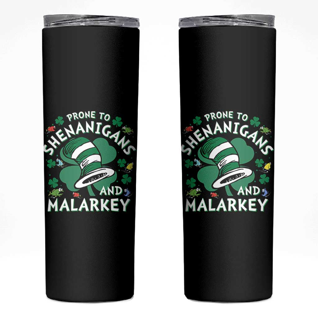 Funny Prone To Shenanigans And Malarkey Skinny Tumbler St Patricks Day Reading Hat