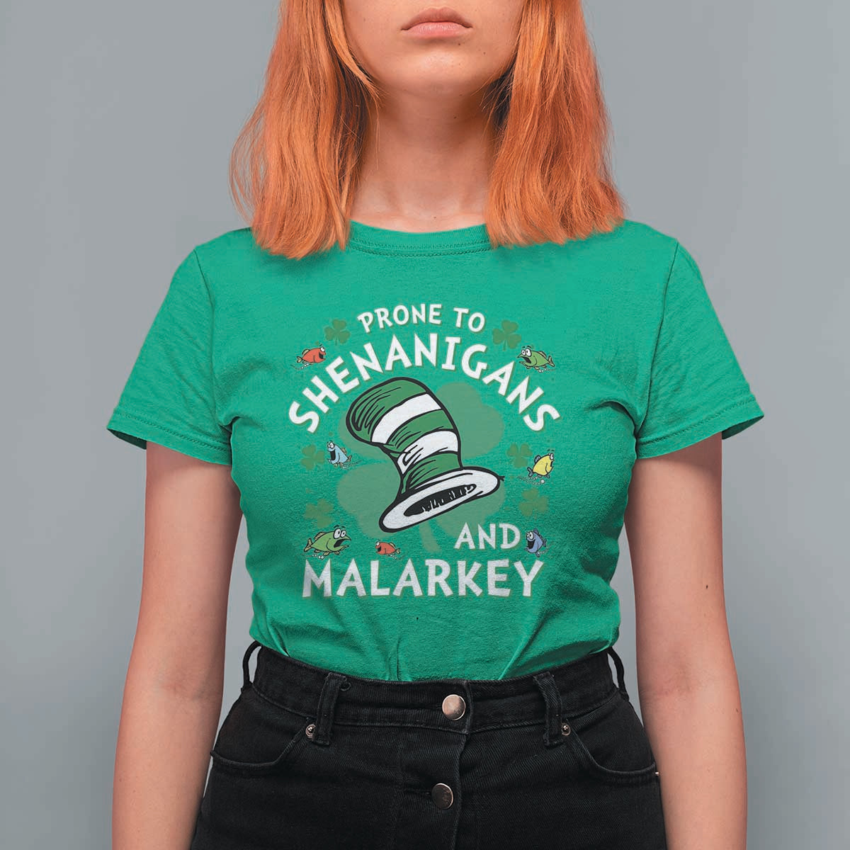 Funny Prone To Shenanigans And Malarkey T Shirt For Women St Patricks Day Reading Hat