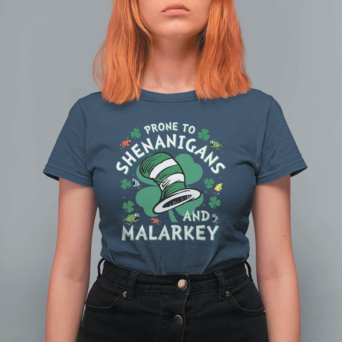 Funny Prone To Shenanigans And Malarkey T Shirt For Women St Patricks Day Reading Hat