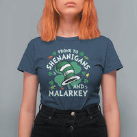 Funny Prone To Shenanigans And Malarkey T Shirt For Women St Patricks Day Reading Hat