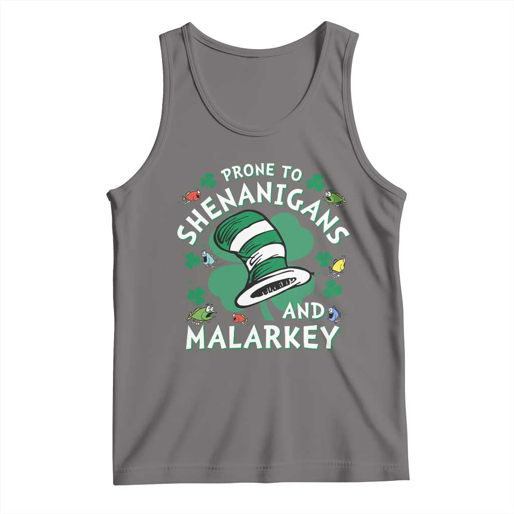 Funny Prone To Shenanigans And Malarkey Tank Top St Patricks Day Reading Hat