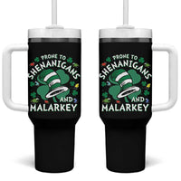 Funny Prone To Shenanigans And Malarkey Tumbler With Handle St Patricks Day Reading Hat