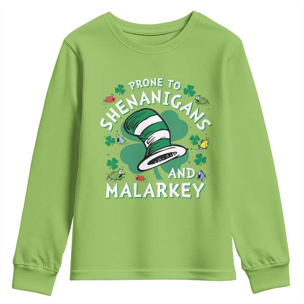 Funny Prone To Shenanigans And Malarkey Youth Sweatshirt St Patricks Day Reading Hat