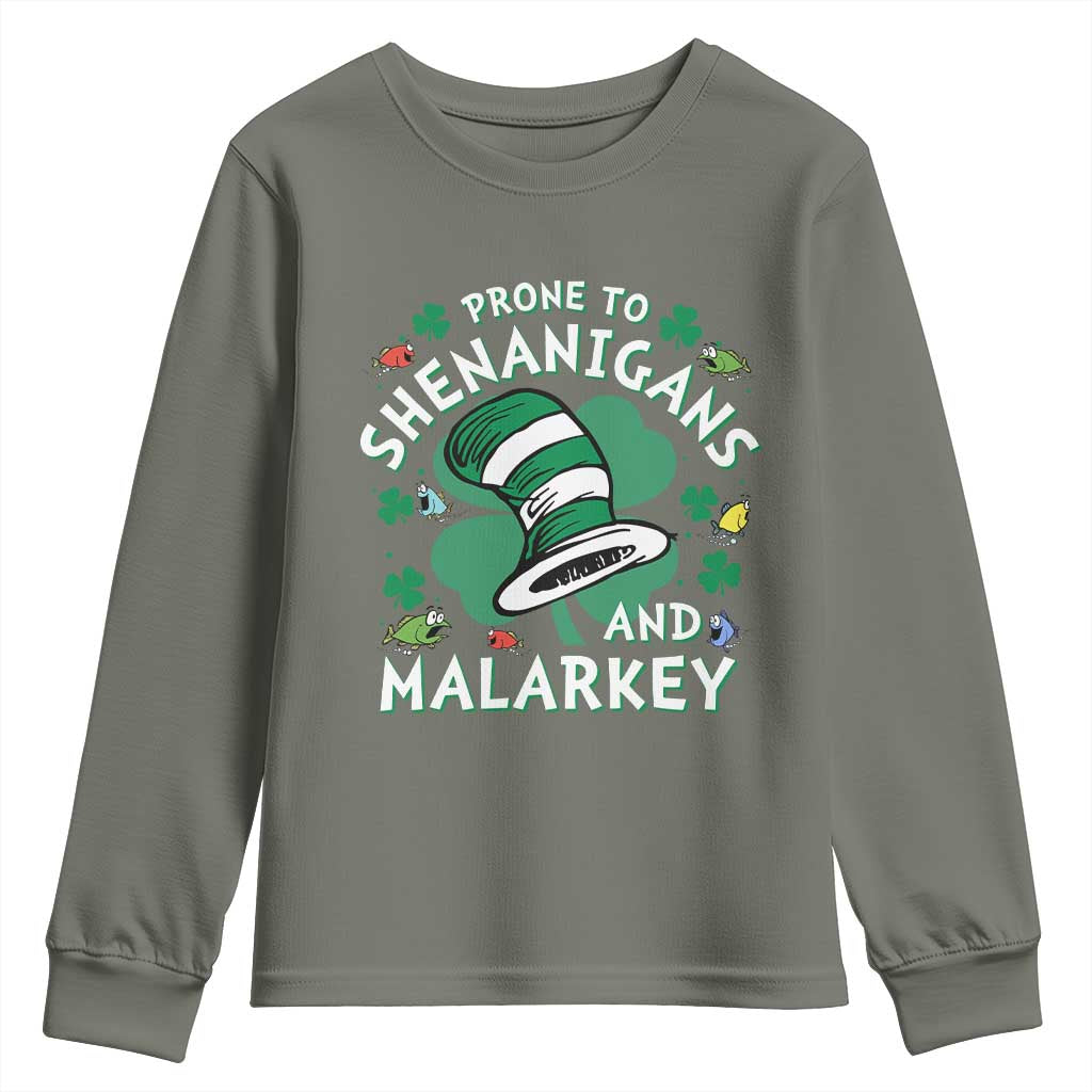 Funny Prone To Shenanigans And Malarkey Youth Sweatshirt St Patricks Day Reading Hat