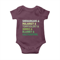 Funny St Patricks Day Shenanigans Malarkey Tomfoolery Hijinks Blarney Gallivanting Baby Onesie